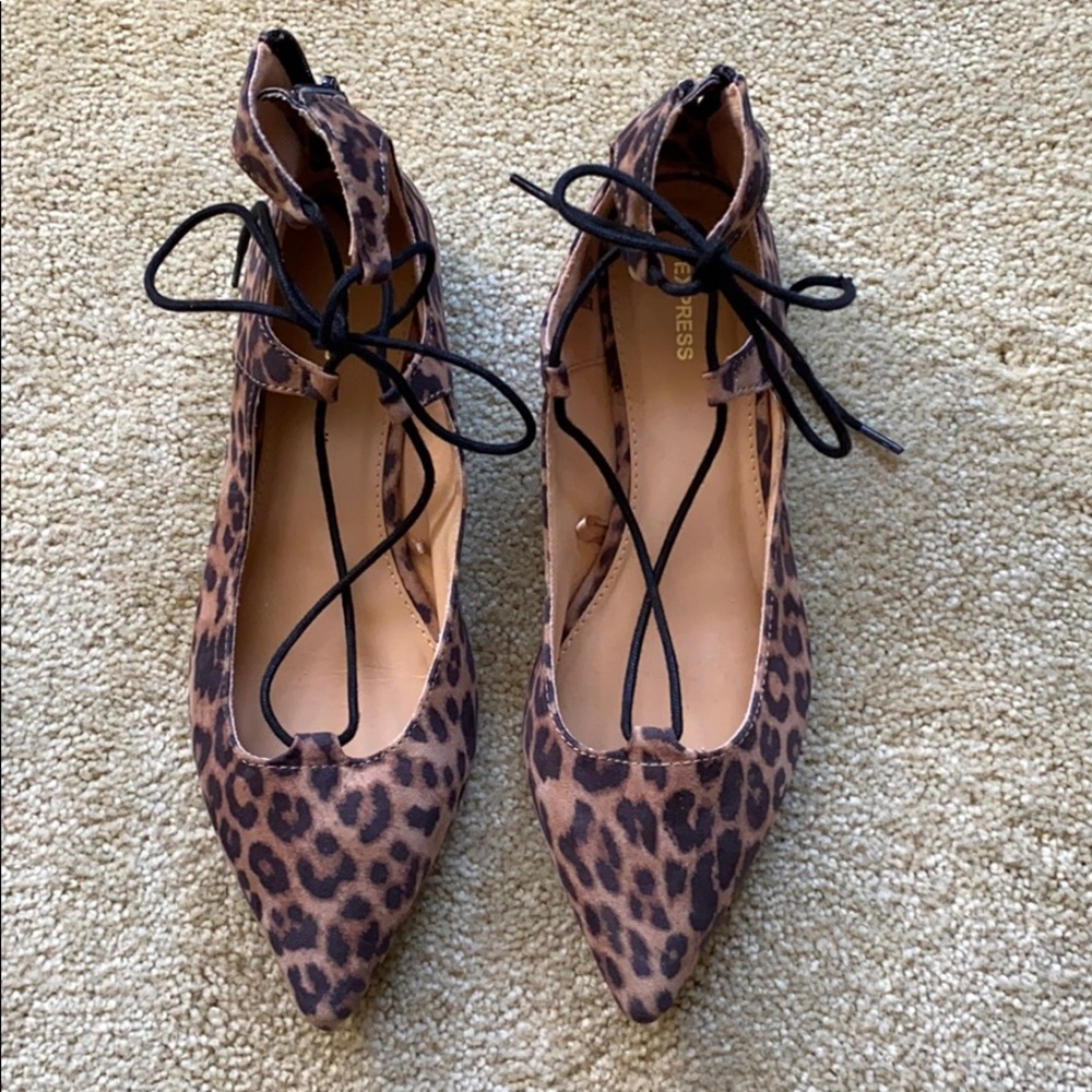 Leopard print flats with back zipper